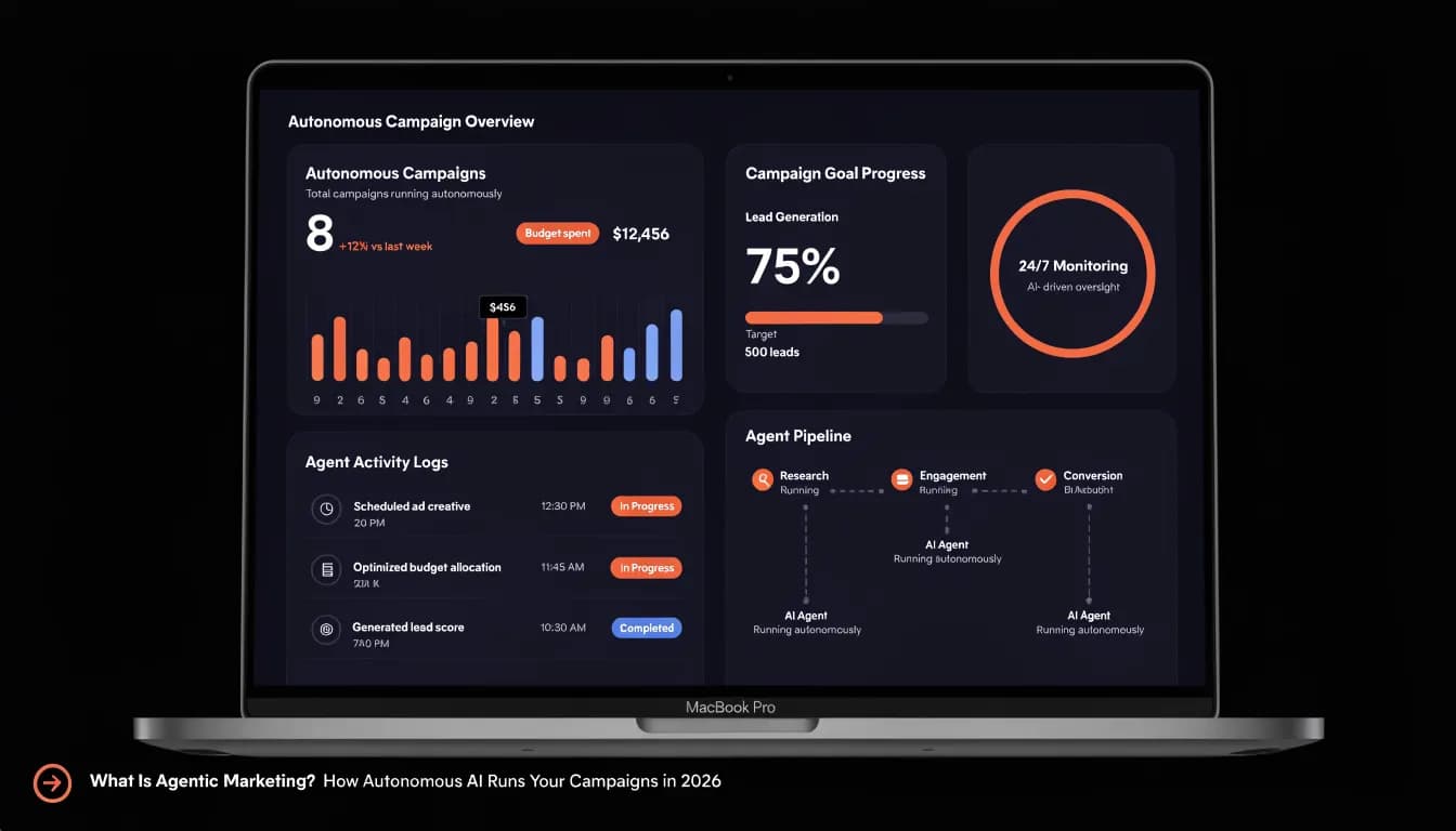 What Is Agentic Marketing 2026 — AI agents executing campaigns autonomously across SEO, content, and paid media